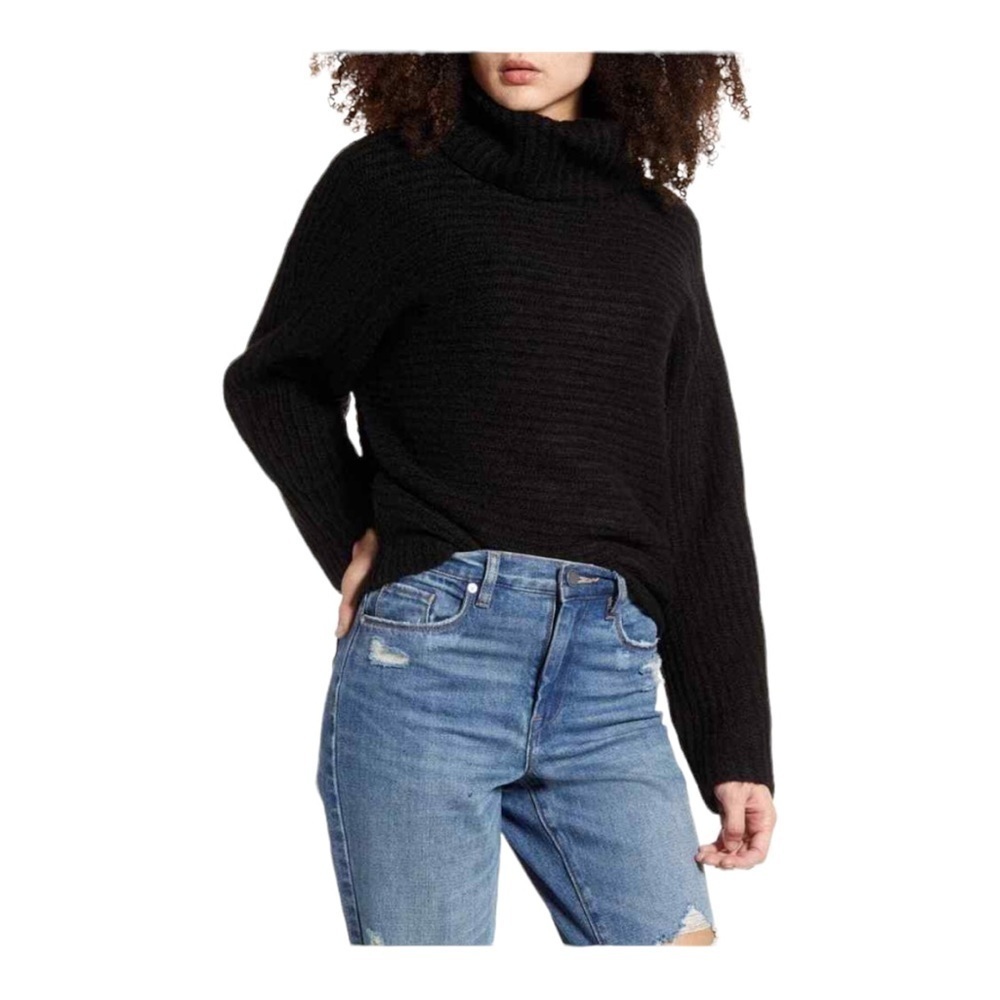 Leith COZY NECK DOLMAN In BLACK